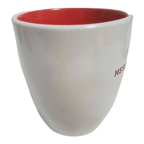 Rae Dunn Merry Christmas Typewriter Print Coffee Cup Tea Mug White & Red Rare - Picture 3 of 5